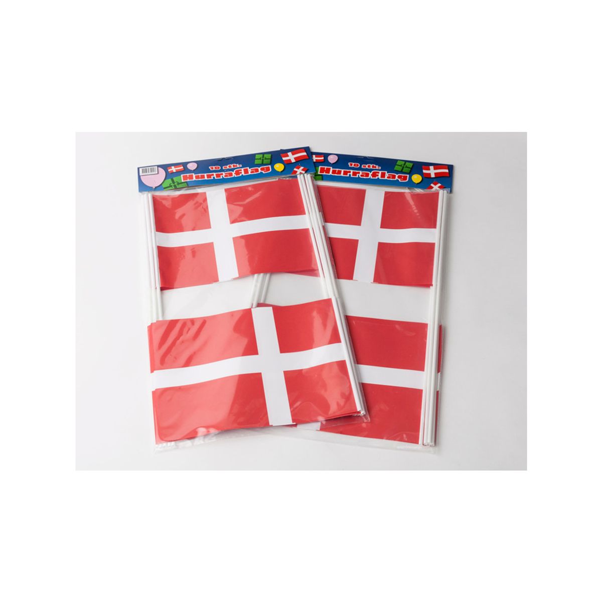 Flag på Pind 20x27 Dannebrog Papir 10 stk