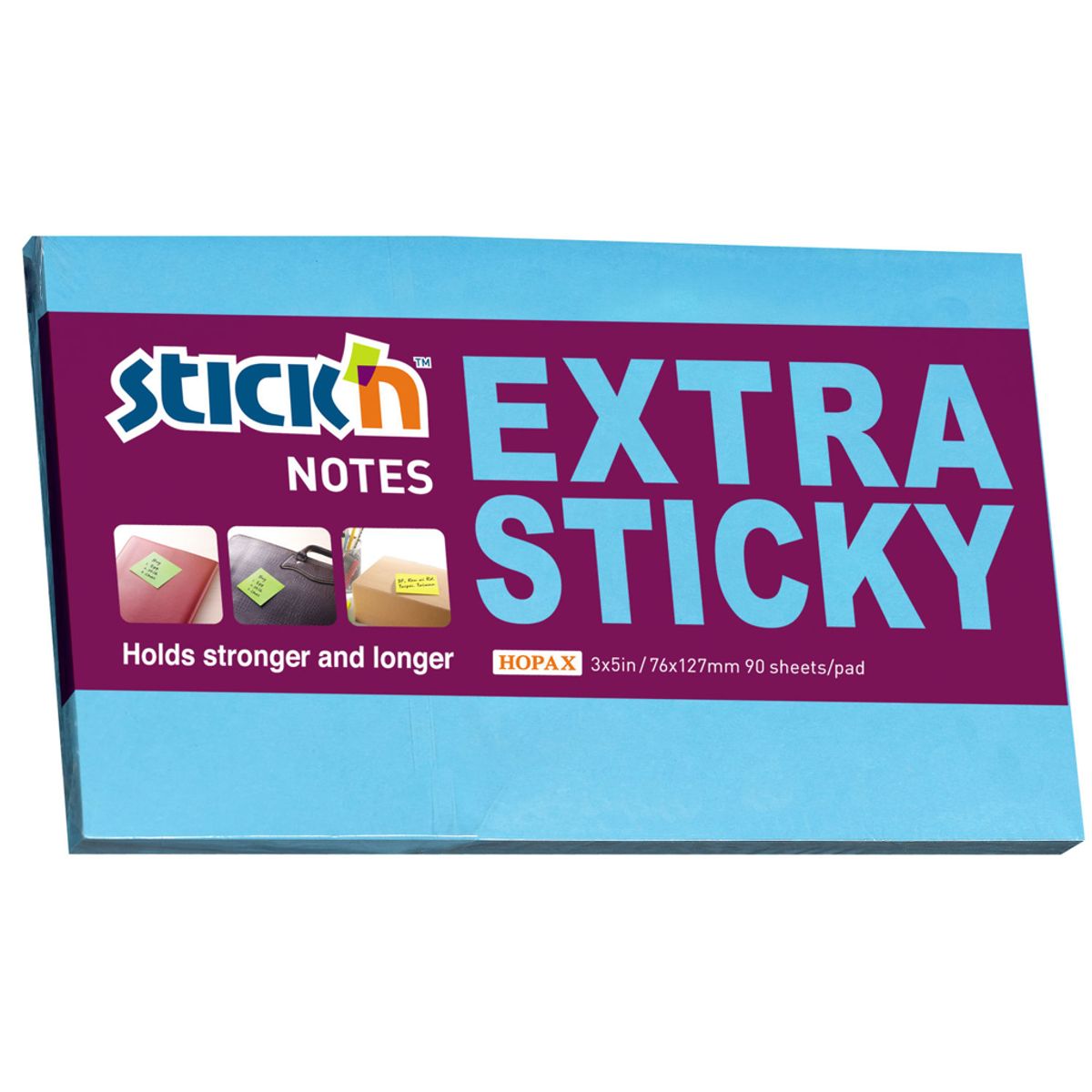 Notes Stick'n 75x127 mm. Extra Sticky blå