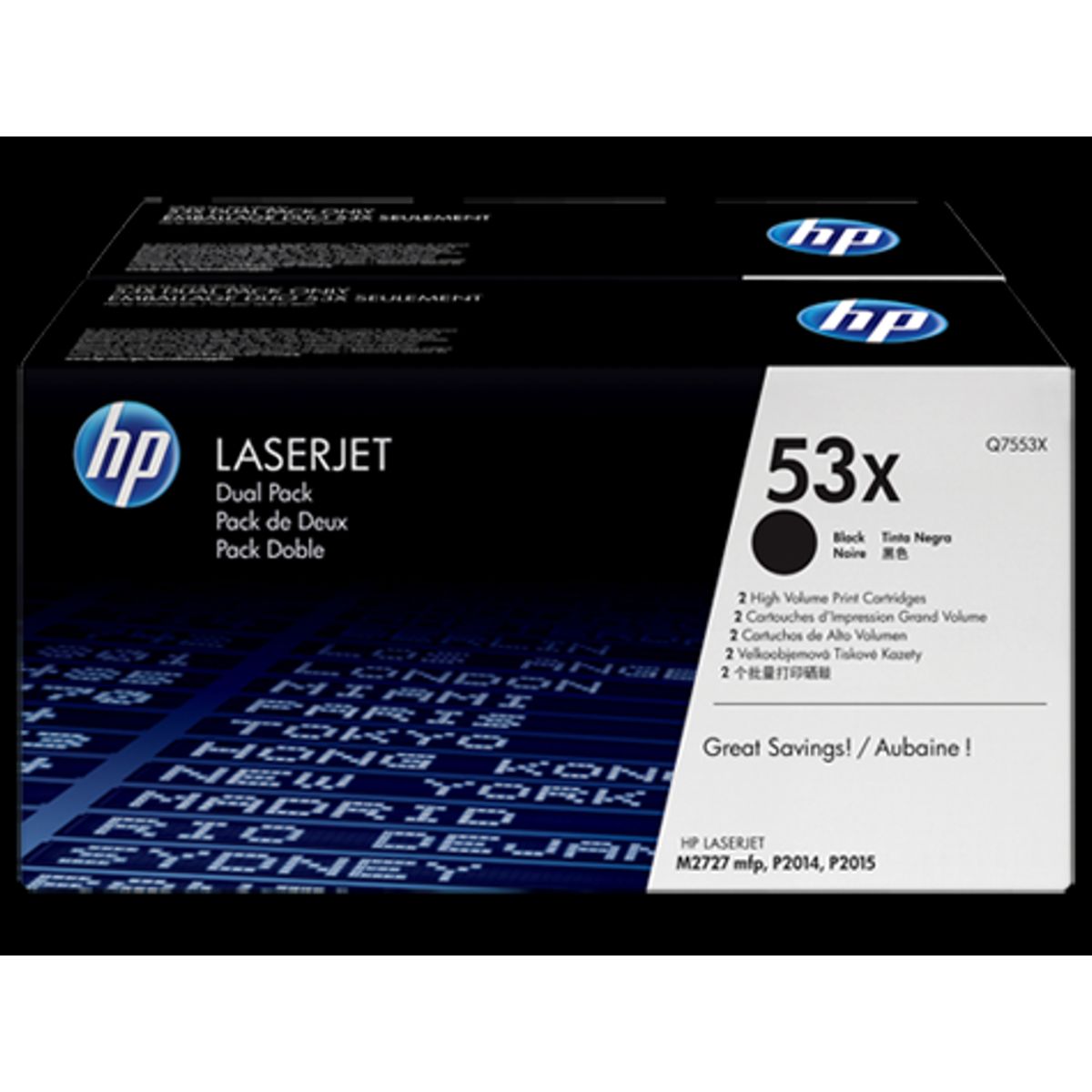 HP 53X Toner Q7553xd 2x Sort