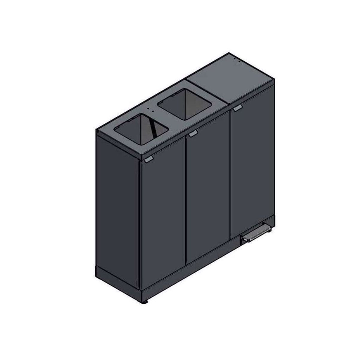 Affaldsbeholder Bica 3x65l 2xåben+1xlåg og Pedal Sort