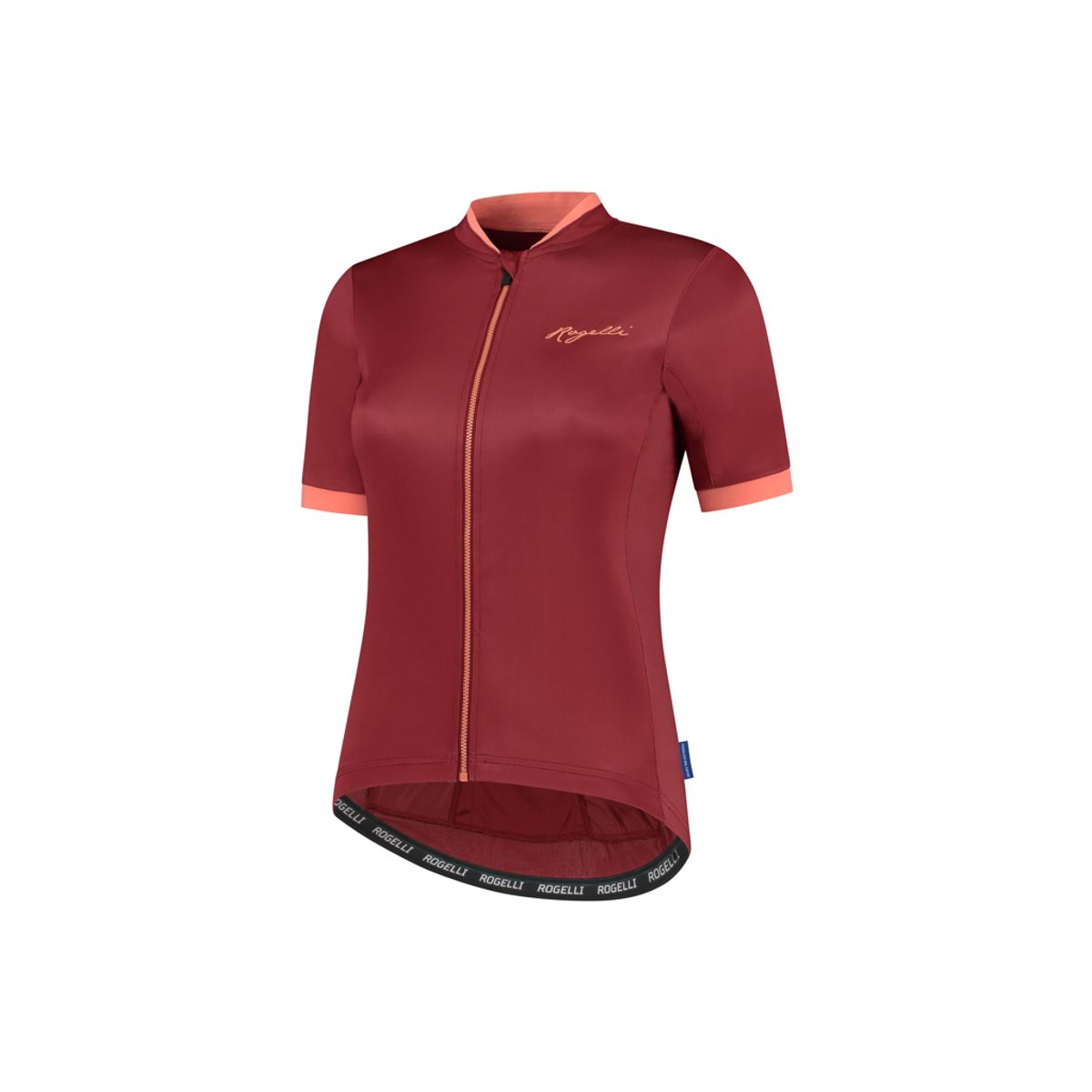 Rogelli Essential - Cykelbluse - Dame - Korte ærmer - Race Fit - Bordeaux/Coral - Str. XL