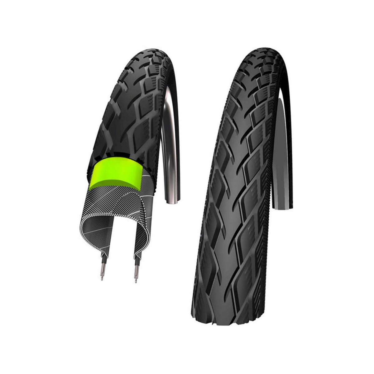 Schwalbe Marathon GreenGuard - Tråddæk - 18x1,65 (44-355) E-25 - Sort