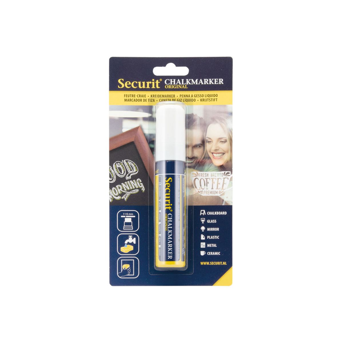 Chalkmarker Securit | Hvid | 7-15mm