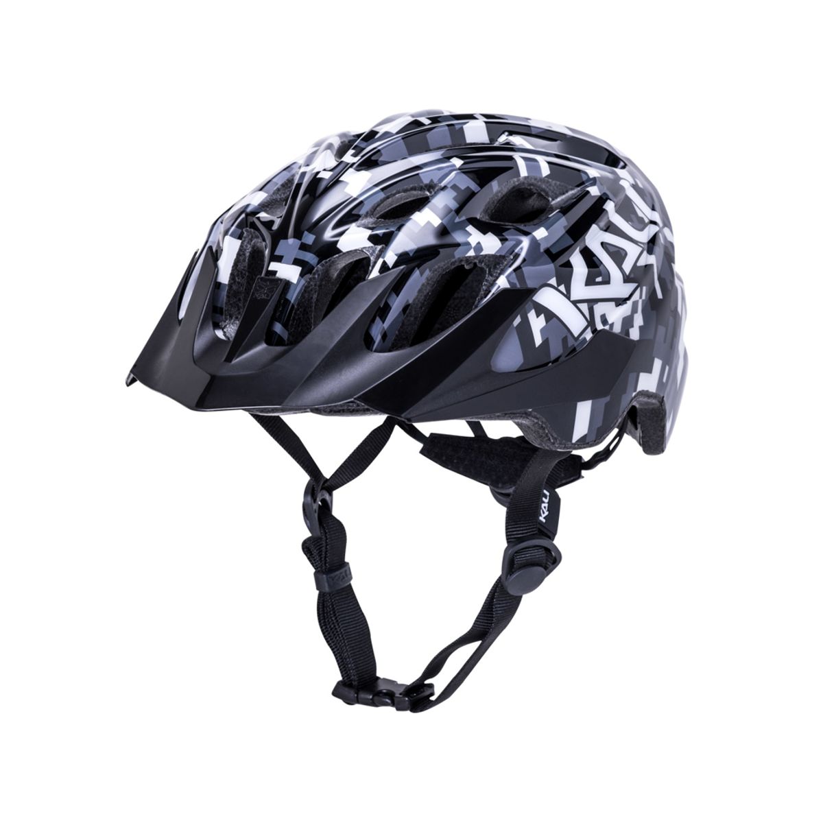 Kali Chakra Youth - Cykelhjelm - Pixel/Gloss Black- Str. 52-57 cm