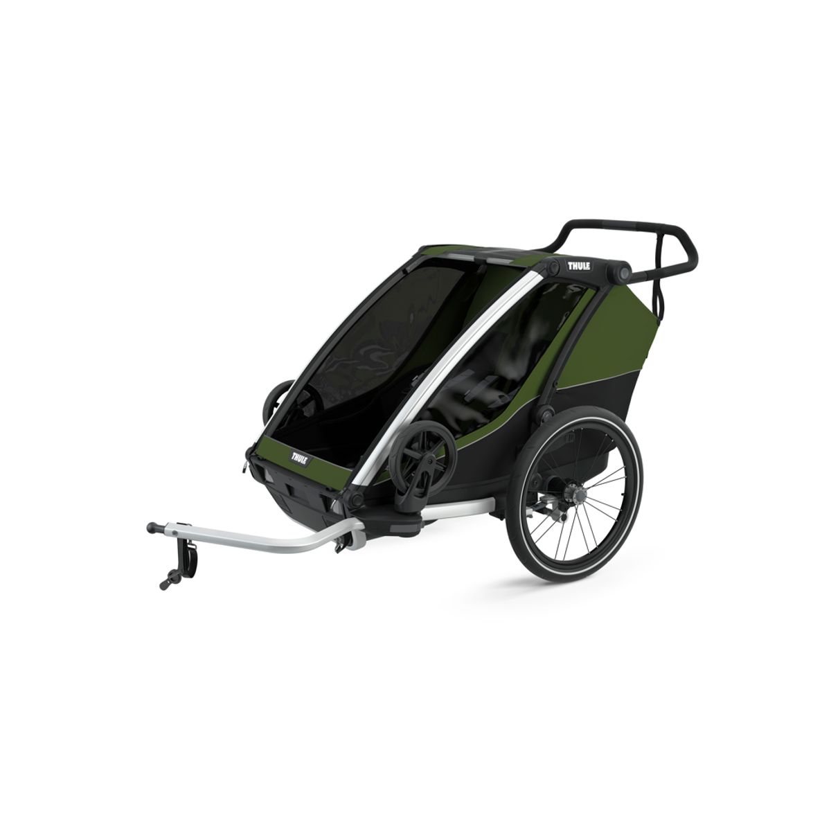 Thule Chariot Cab 2 - Multisportstrailer til 1-2 børn - Aluminum/Cypress Green