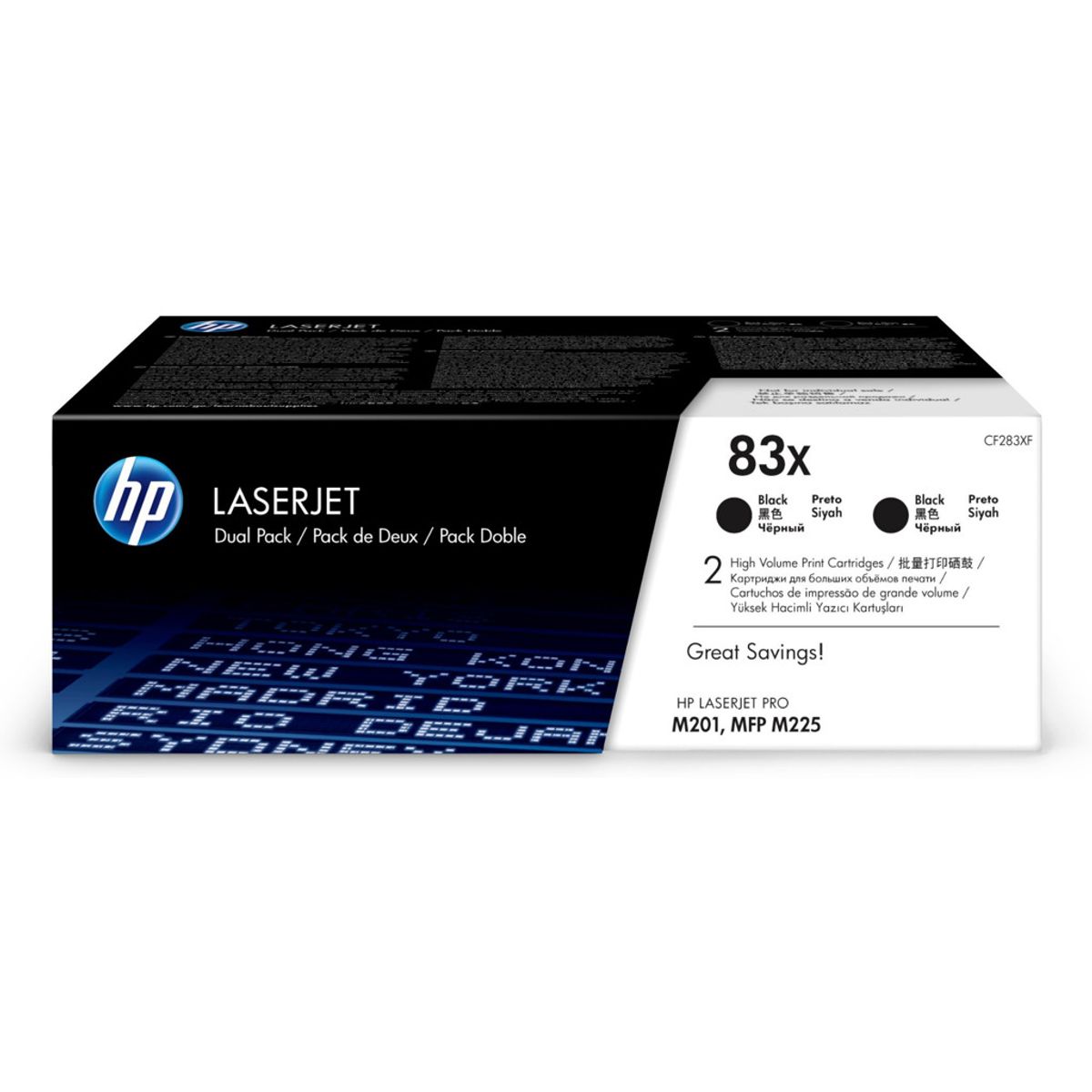 HP 83X Toner Cf283xd 2x Sort