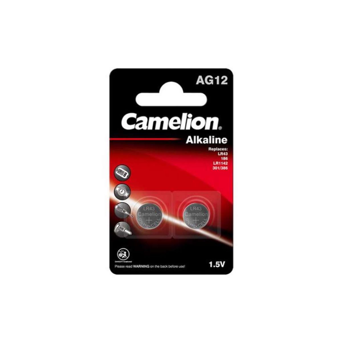 Camelion - Batteri - LR43 Alkaline 1,5v - 2 stk