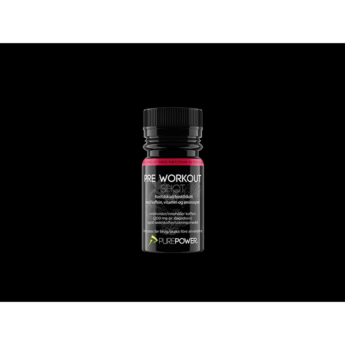 PurePower Pre Workout Shot - Energishot - Røde bær - 60 ml.