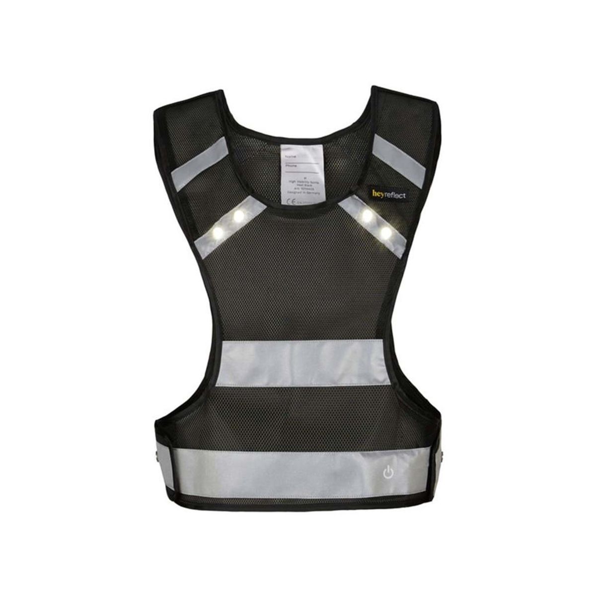 heyReflect Sport Refleksvest med led lys - Sort - Str. L