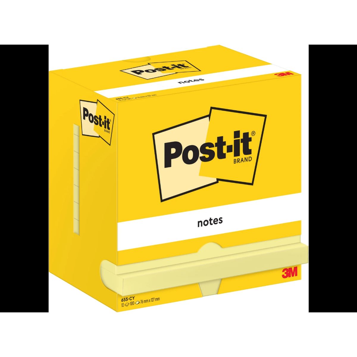 Post-it 76x127mm Canary gul 12 Blokke (655)