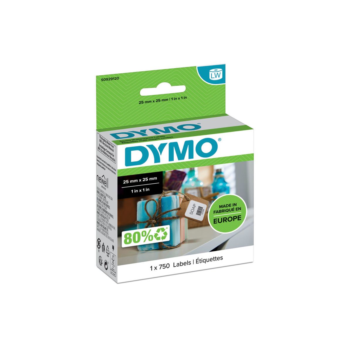 Dymo Etiketter 25x25mm 750 stk. Aftagelig S0929120