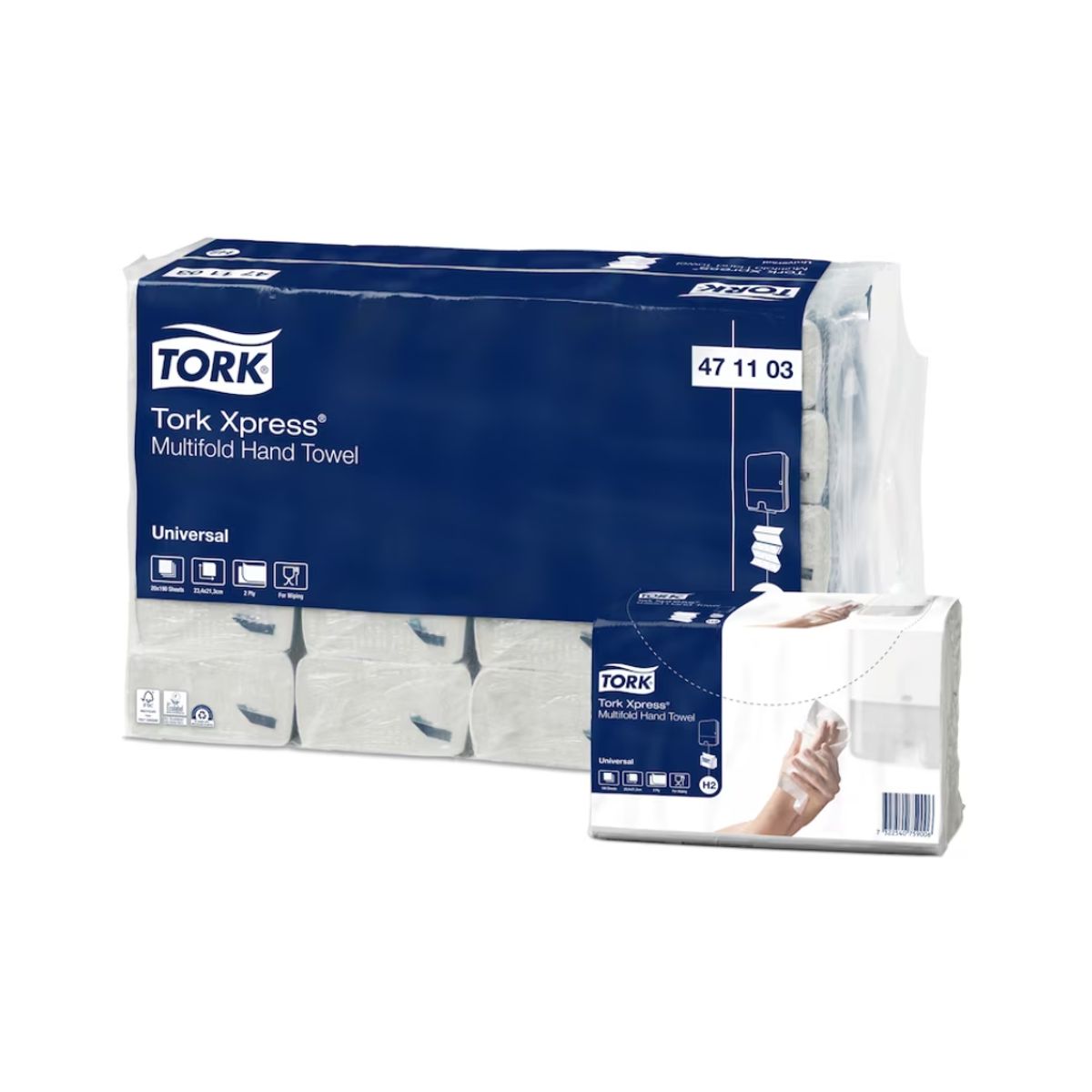 Håndklædeark Tork H2 471103 Universal 2-lags 20x190 ark (3800 ark)