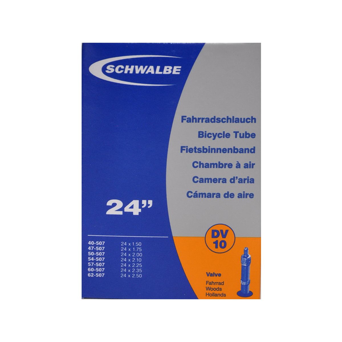 Schwalbe slange 24 x 1,50-2,50 med almindelig ventil DV10