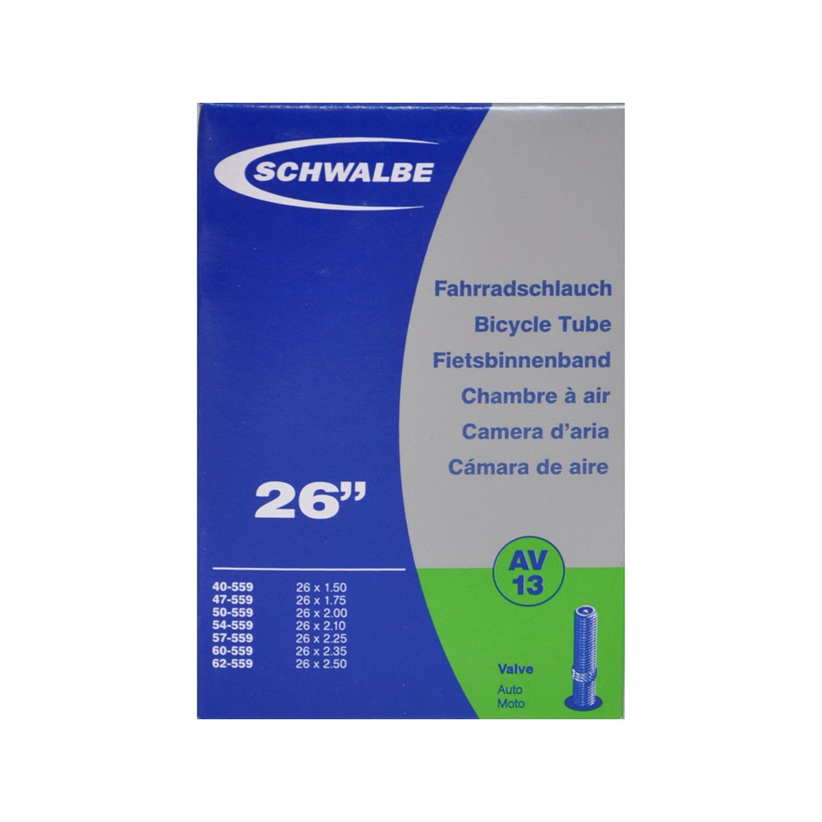 Schwalbe slange 26 x 1,50-2,50 med Auto ventil AV13