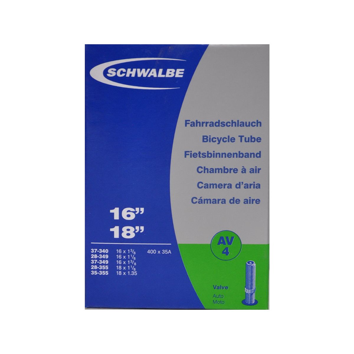 Schwalbe slange 16 x 1. 3/8 med Auto ventil AV4