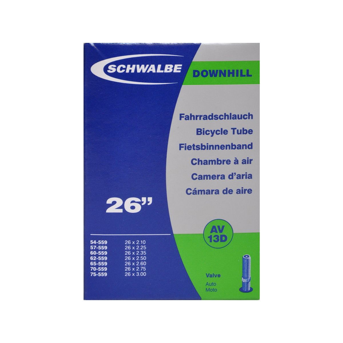 Schwalbe slange 26 x 2,10-3,00 med Auto ventil AV13D