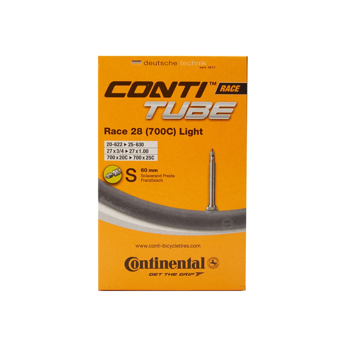 Continental Race 28 Light - Cykelslange - Str. 700x20-25c - 60 mm racerventil