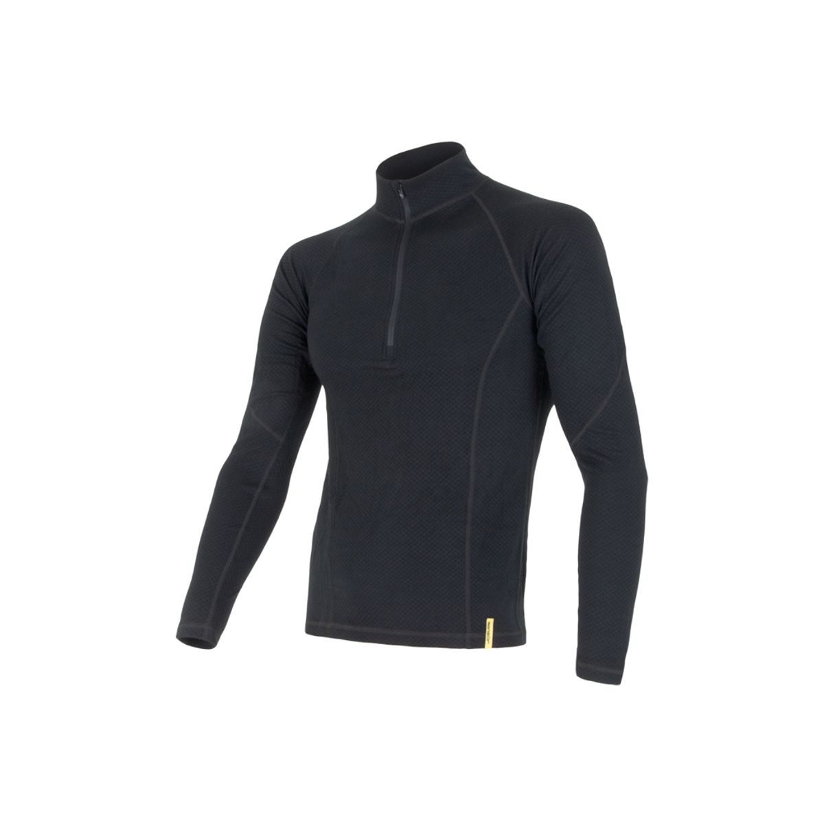 Sensor Merino DF Tee LS Zip - Uldundertrøje m. høj hals- Herre - Sort - Str. M