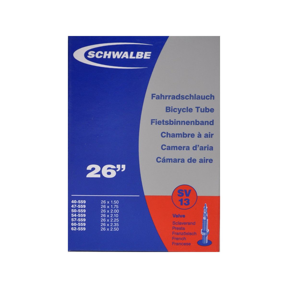 Schwalbe slange 26 x 1,50-2,50 med Racer ventil SV13