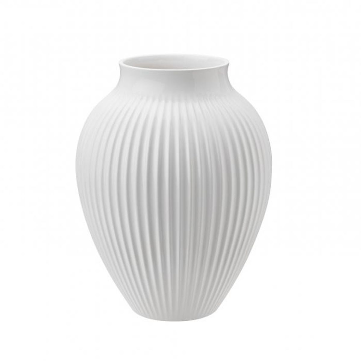 Knabstrup - , vase, riller hvid, 20 cm