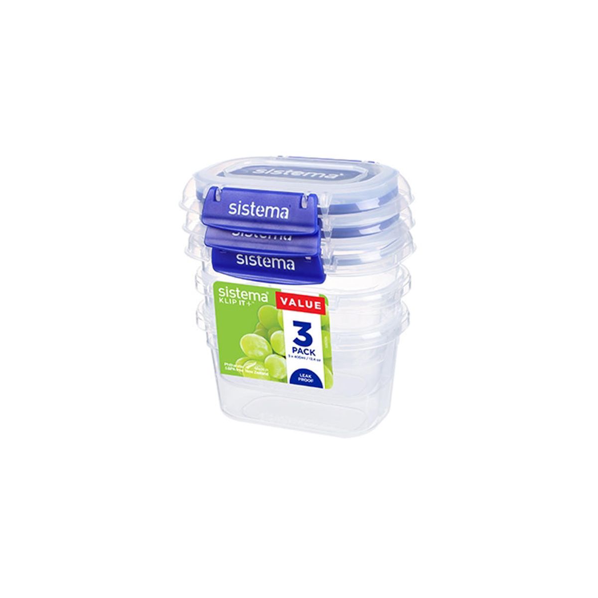 Sistema - Rectangle Klip It Plus 3Pack 400ml