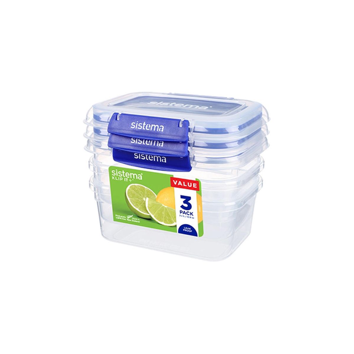 Sistema - Rectangle Klip It Plus 3Pack 1L