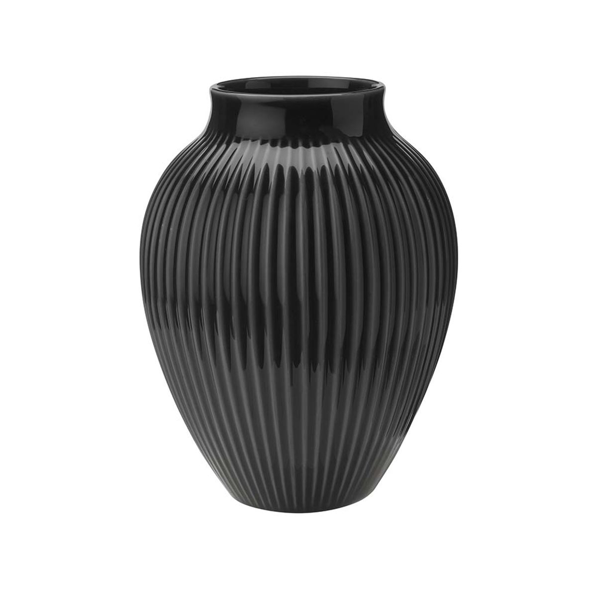 Knabstrup - , vase, riller sort, 20 cm