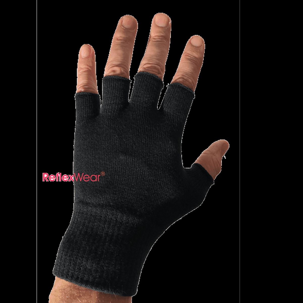 Reflexwear handsker uden fingerspidser - Sort - Medium