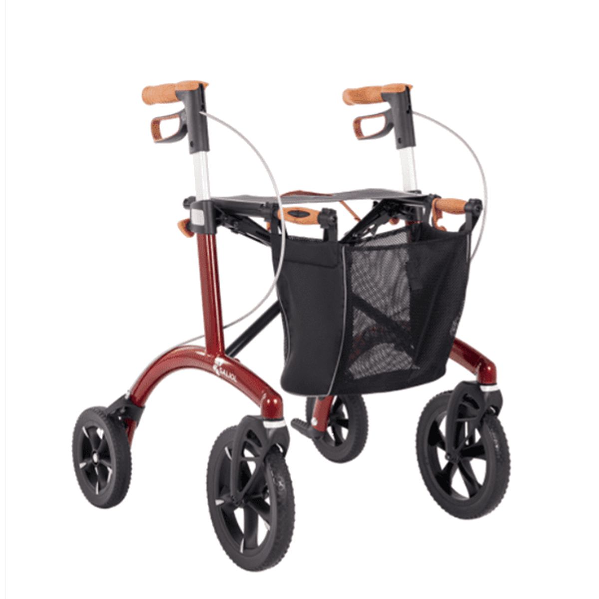 Saljol Letvægtsrollator i Aluminium - Barolo rød - Sædehøjde 62 cm.