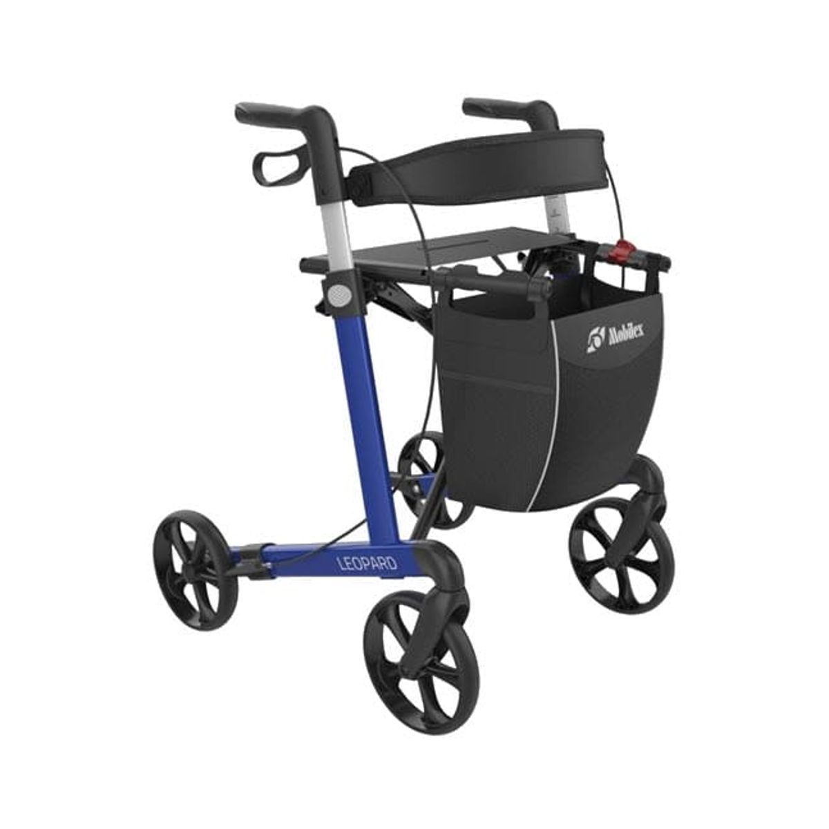 Rollator Leopard med Softhjul - Blå - Sædehøjde 62 cm.