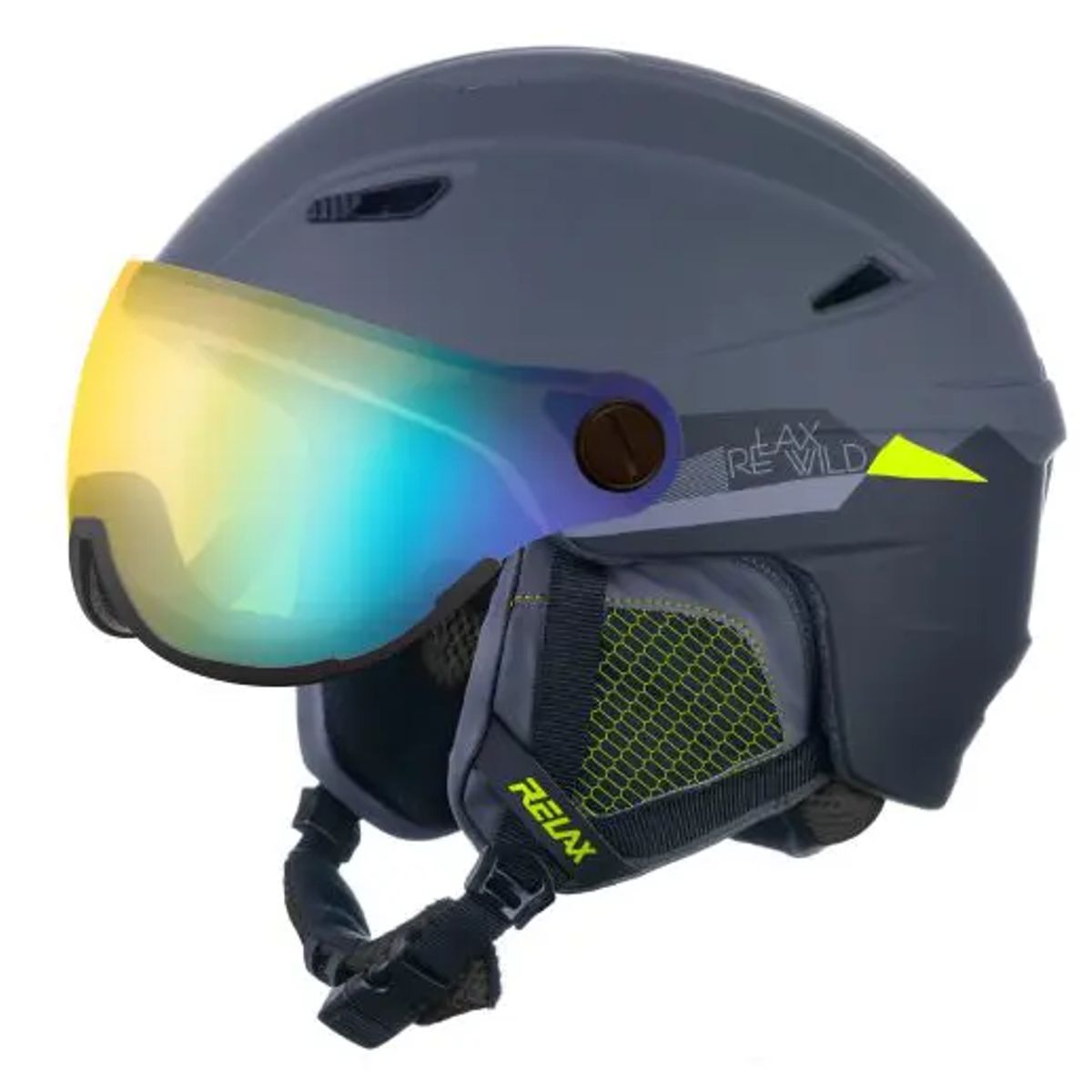 Relax Stealth Skihjelm (Farve: Gray, Black, Neon Yellow, Størrelse: 57)