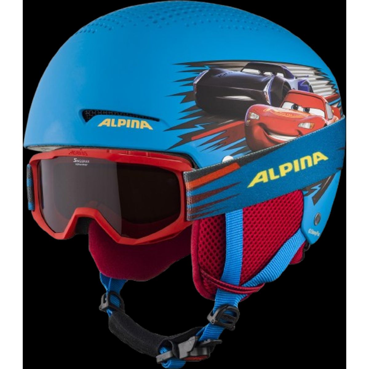 Alpina Zupo Disney Cars Skihjelm Og Brille (Farve: Lilla, Størrelse: Children/junior)