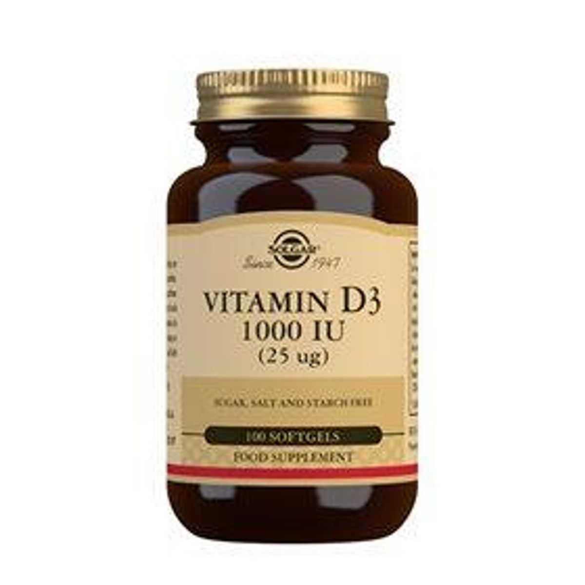 Solgar D3-vitamin 25 mcg softgel (1000 i.u.) - 100 kapsler