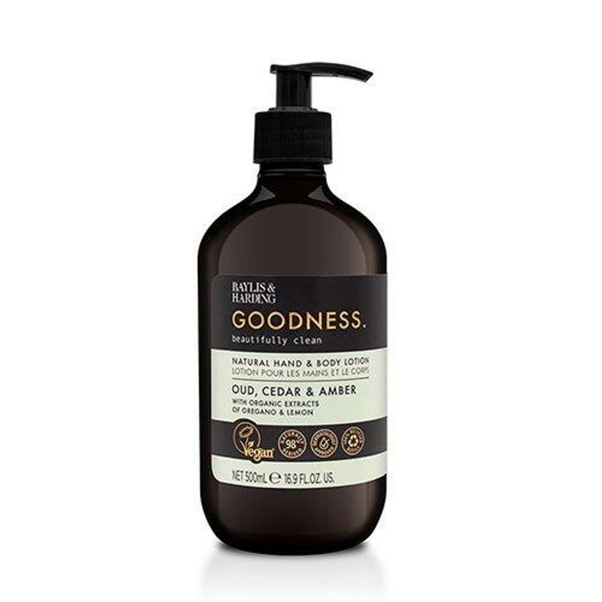 Baylis & Harding Goodness Oud, Cedar & Amber Hand & Body Lotion - 500 ml.