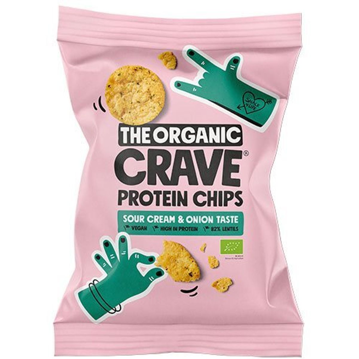 Veganske protein chips m. Sour cream & onion Økologiske - 75 gram