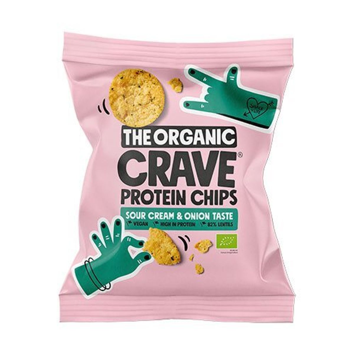 Veganske protein chips m. Sour cream and onion Økologiske - 30 gram