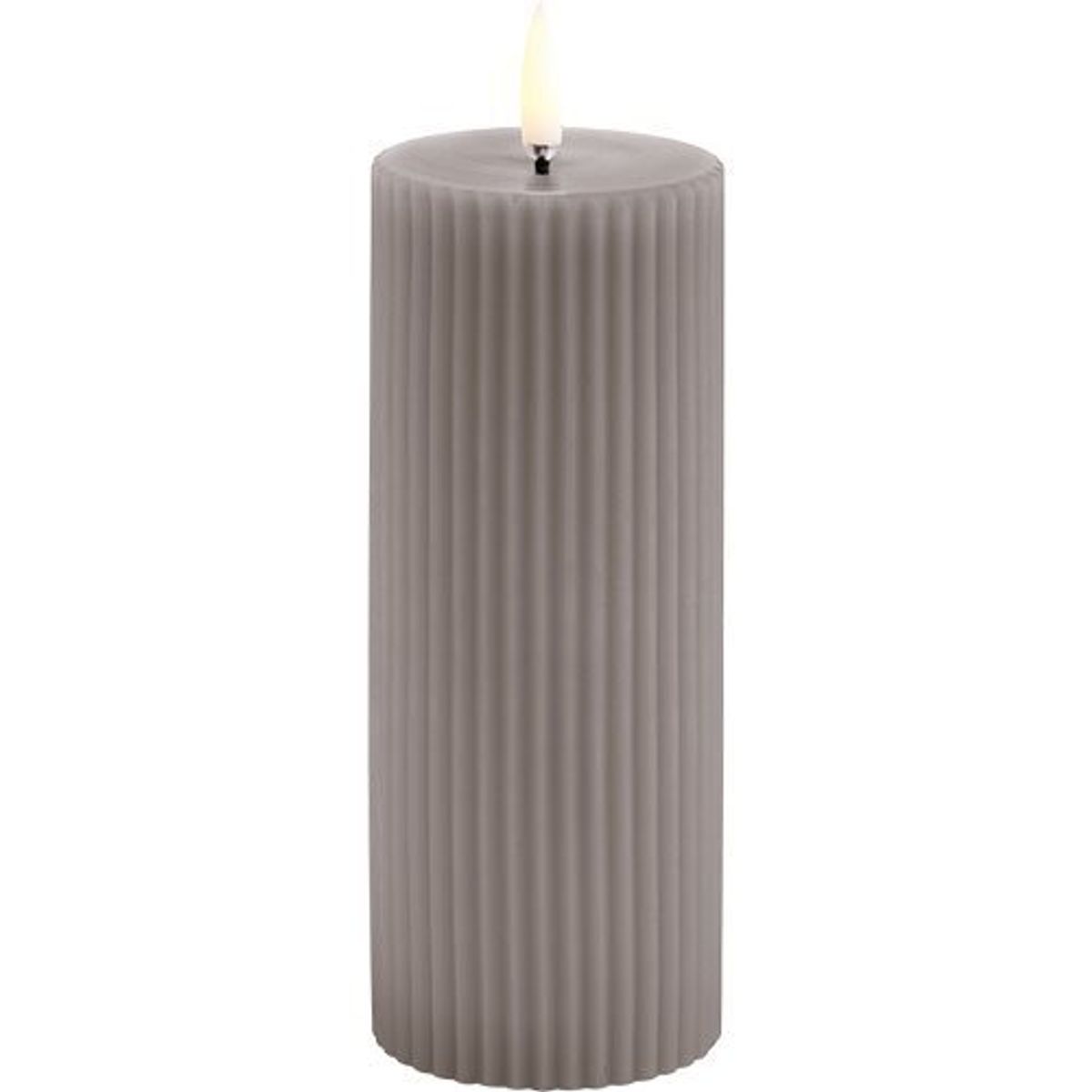 LED pillar candle grooved, Smooth, 5,8x15 cm Sandstone - 1 stk