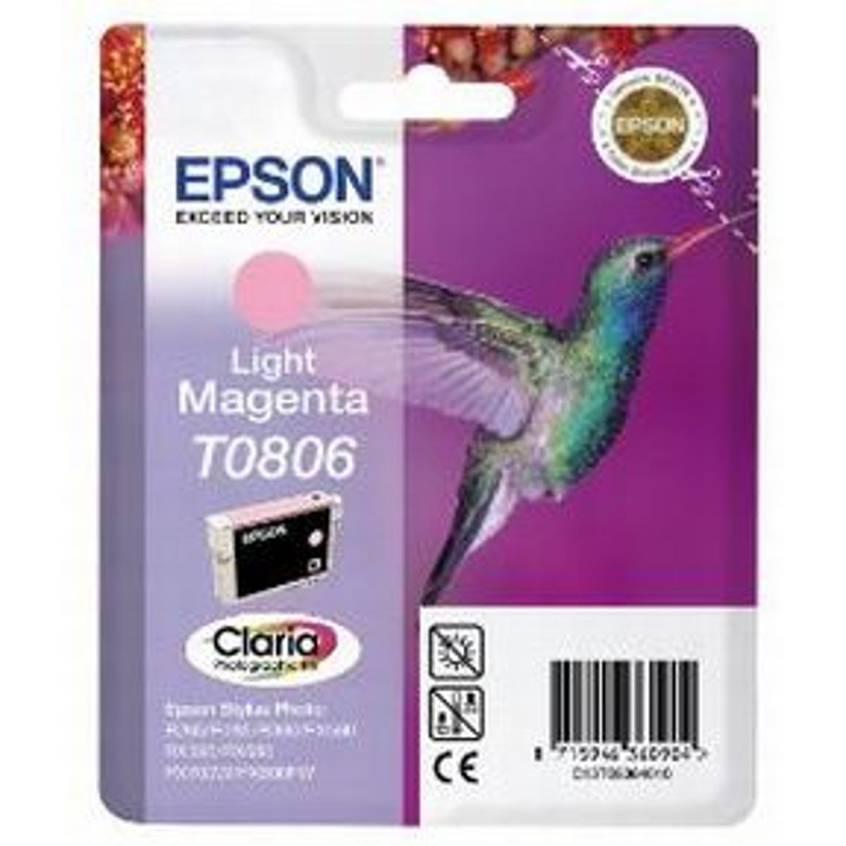 Epson T0806 LM (C13T08064011), Lys Magenta Blækpatron, Original