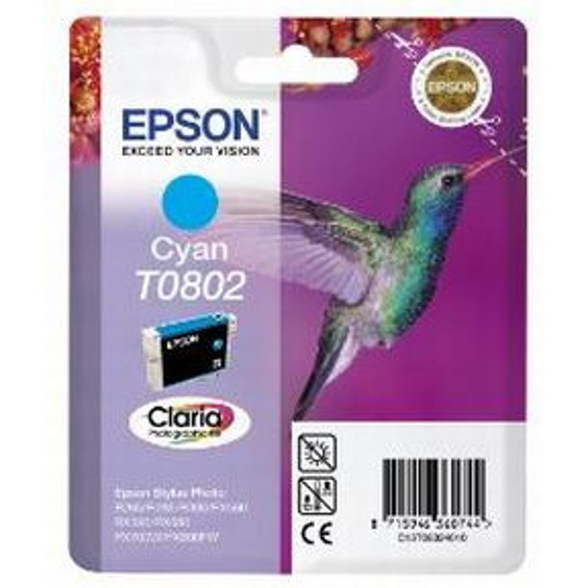 Epson T0802 C (C13T08024011), Cyan Blækpatron, Original