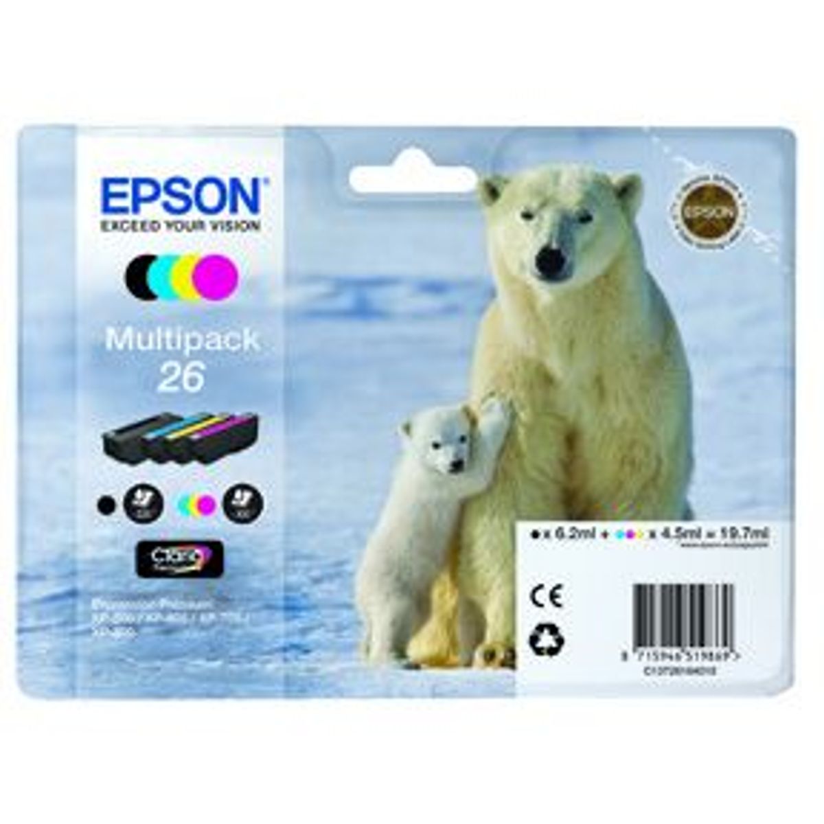 Epson 26 T2616 combo pack 4 stk - C13T26164010 blækpatron Original 19,7 ml