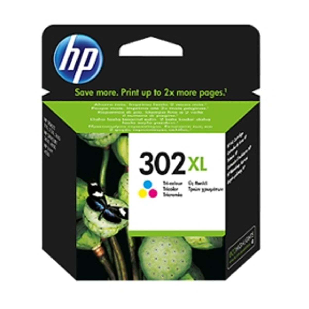 HP 302 XL C (F6U67AE) 3 farve blækpatron, Original 330 sider 8 ml