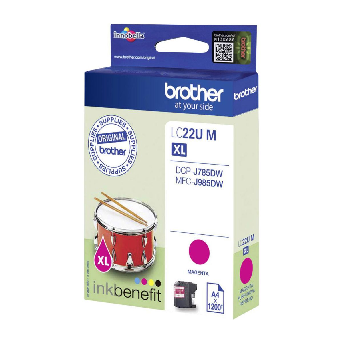 Brother LC22U M blækpatron - Original - Magenta 1200 sider