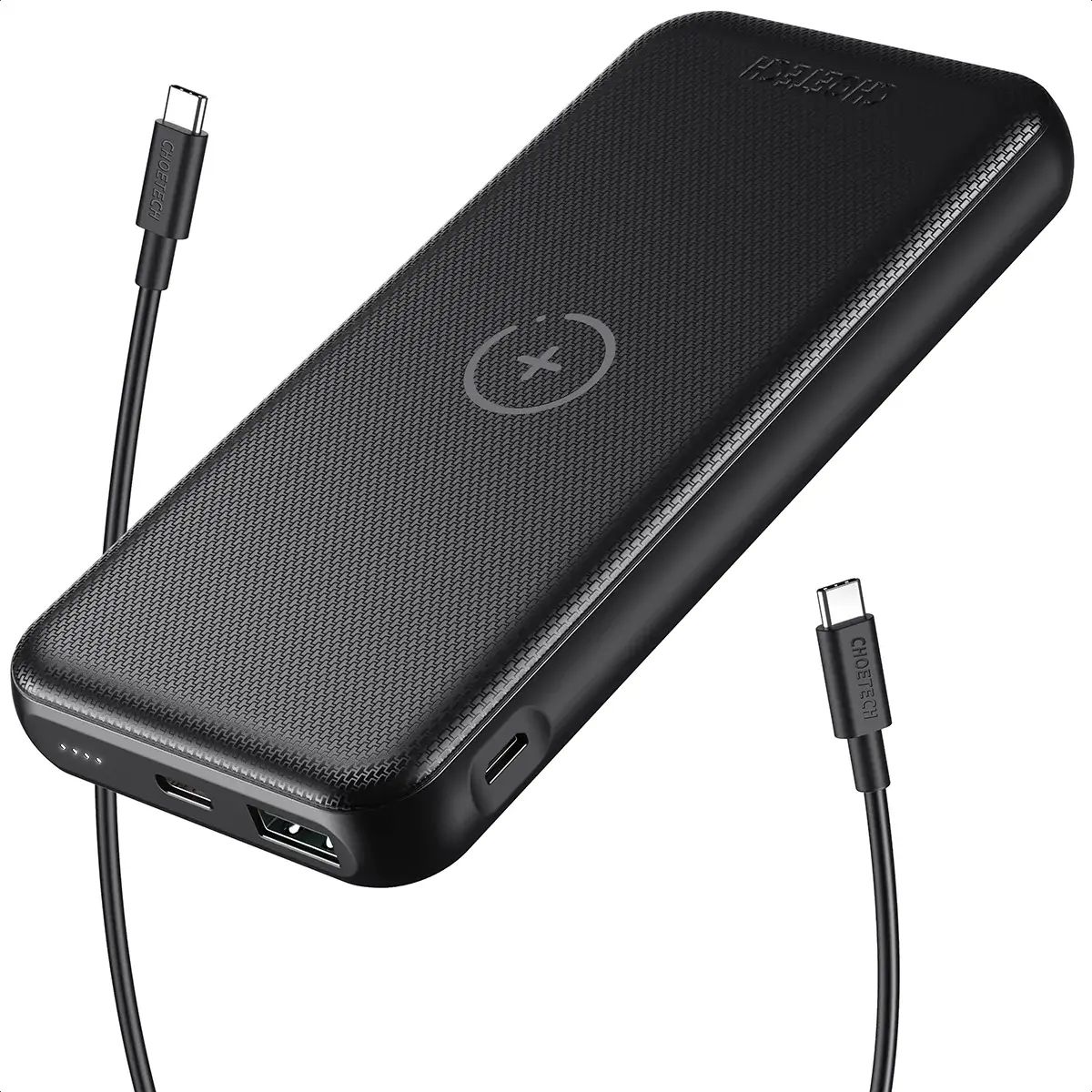 Choetech Powerbank 10.000 mAh m. trådløs opladning, sort