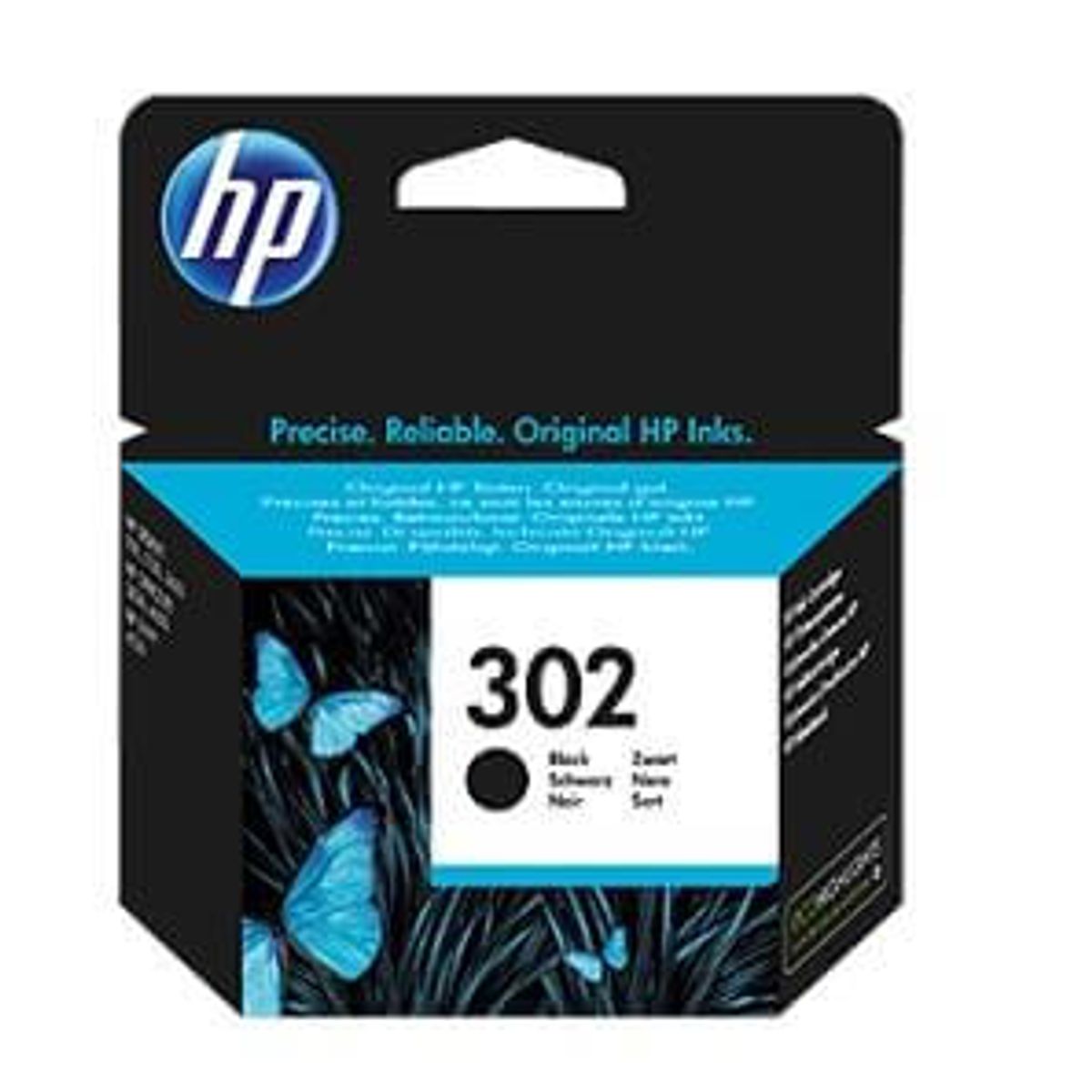 HP 302 BK (F6U66AE) sort blækpatron, Original 170 sider 3,95 ml