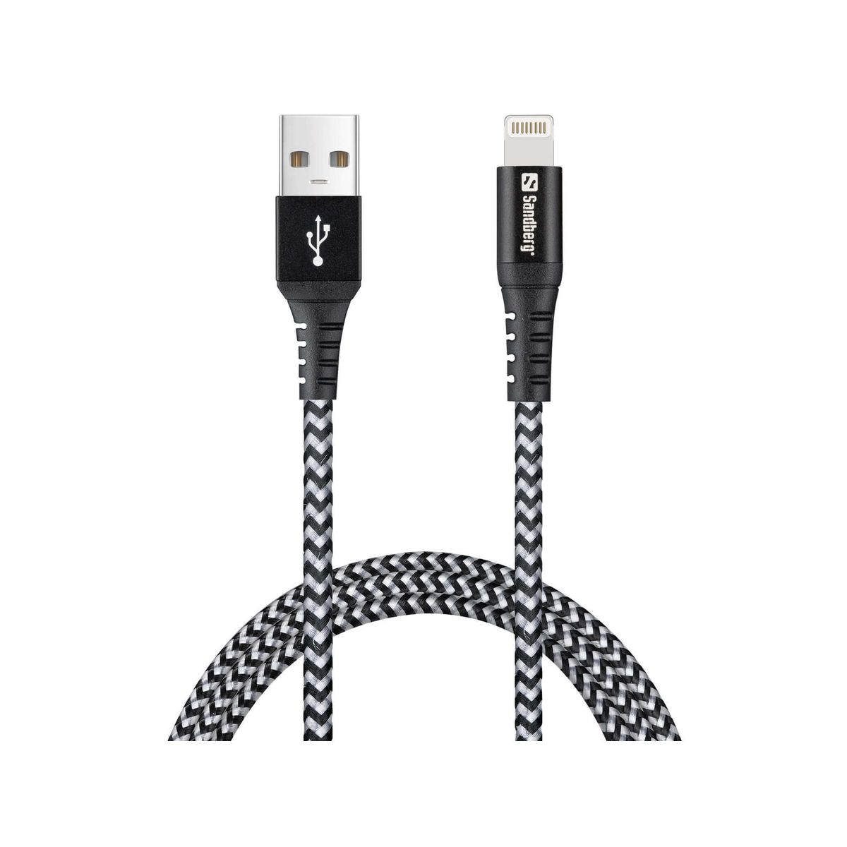 Sandberg Survivor USB - lightning kabel, 1 m, sort