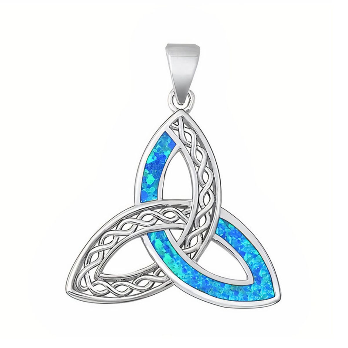 Vedhæng med Triquetra - Treenighedssymbolet og Opal - 30mm - u/kæde