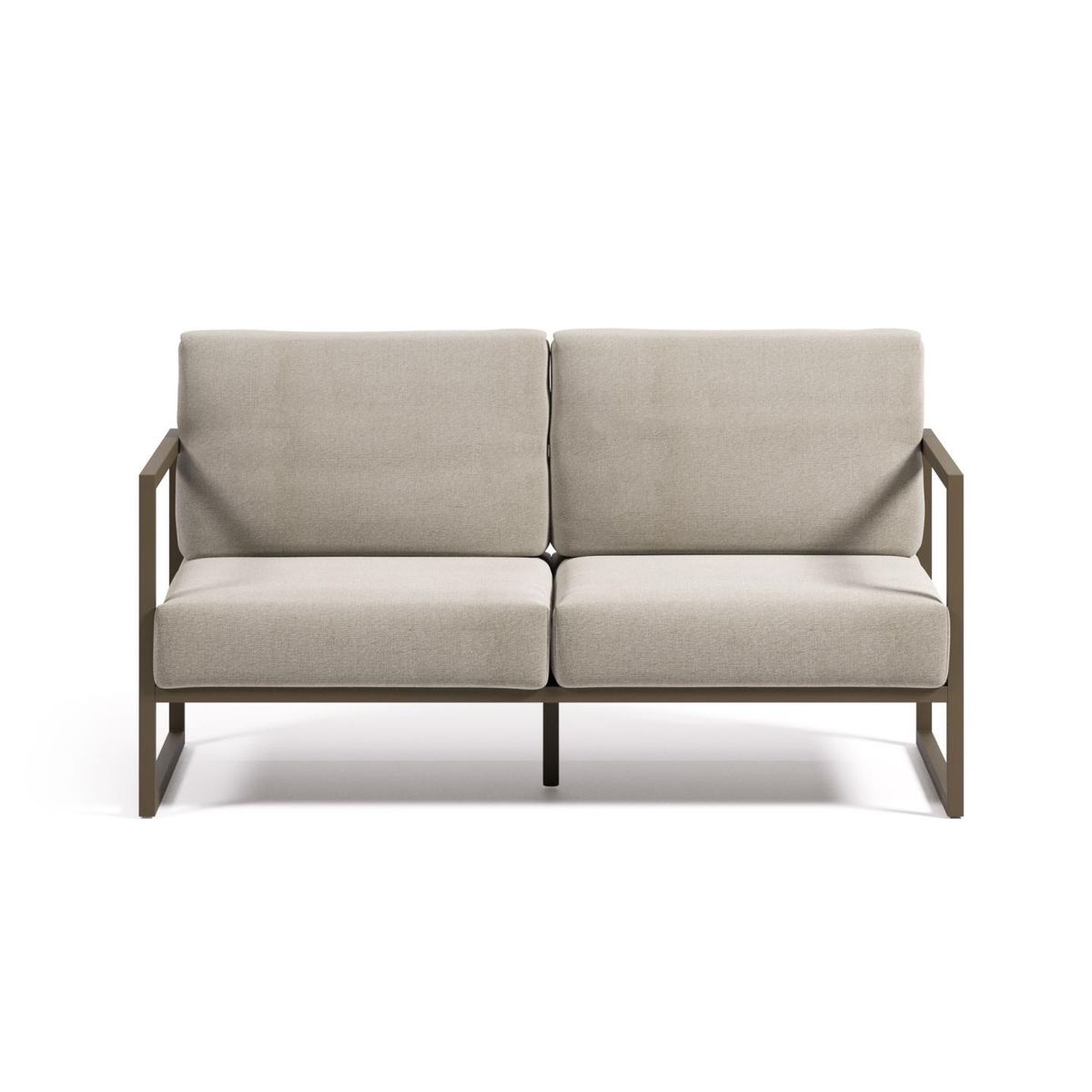 KAVE HOME Comova 2 pers. havesofa - lysegrå stof og grøn aluminium