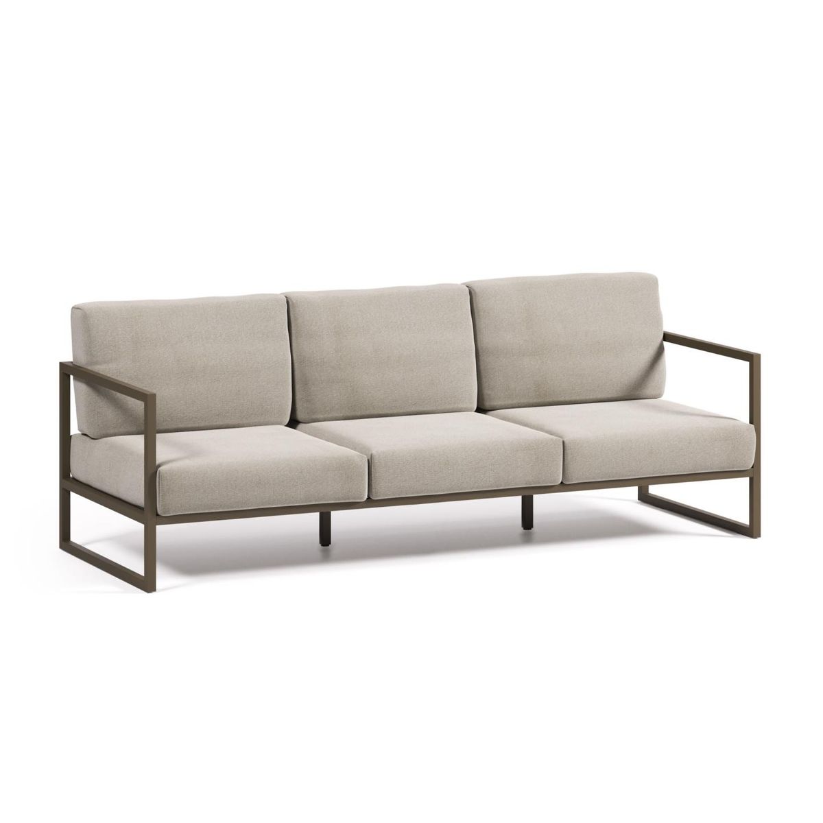 KAVE HOME Comova 3 pers. havesofa - lysegrå stof og grøn aluminium