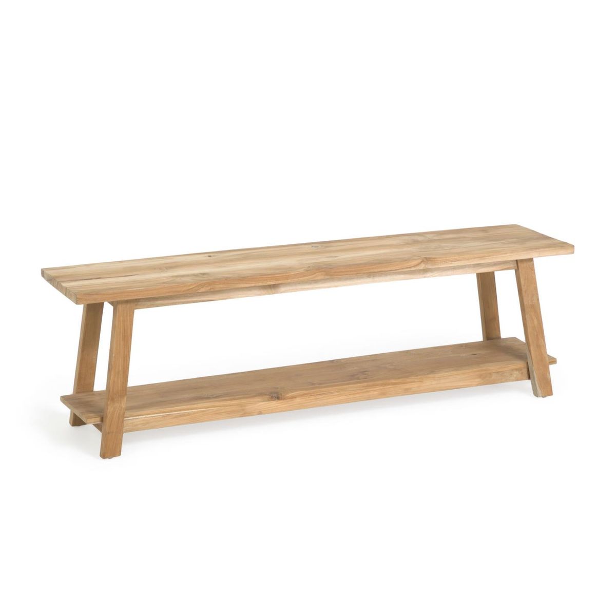 LAFORMA Safara bænk, m. hylde natur genanvendt teak (150x32)