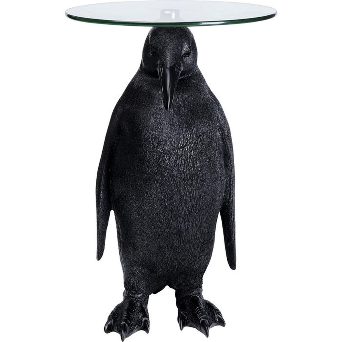 KARE DESIGN Animal Ms Penguin sidebord, rund - klar glas og polyresin (Ø32)